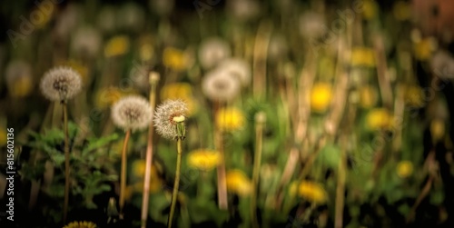 Scenic view of dandelions on a meadow