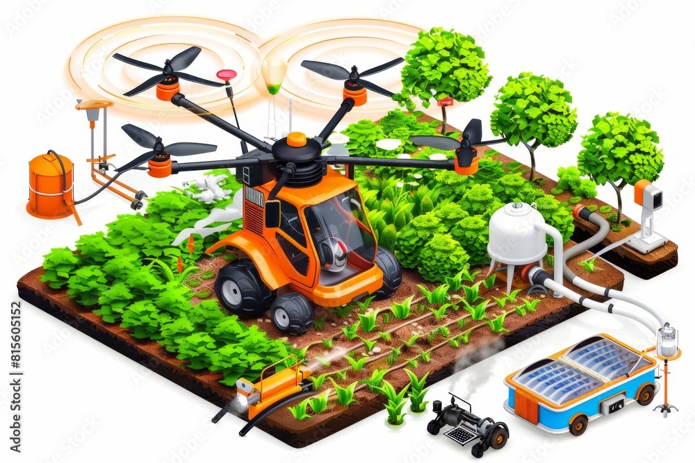 Eco friendly practices on rural flower farms utilize advanced machinery and drone technology to maintain blooming fields Eco friendly practices on rural flower farms utilize advanced machinery and drone technology to maintain blooming fields