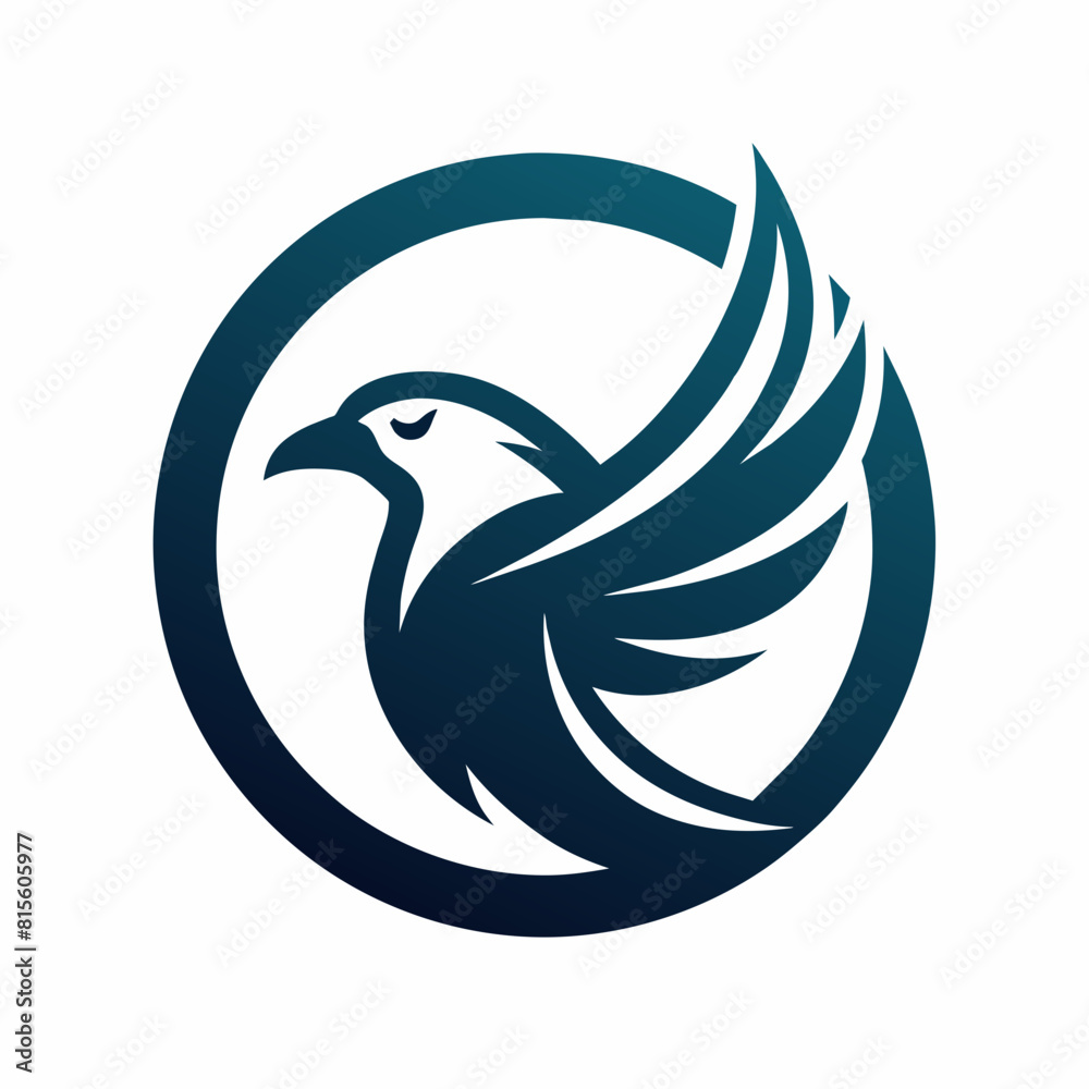 Fototapeta premium Anima Circle Eagle Logo falcon design vector art silhouette illustration