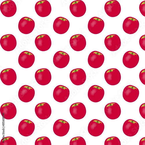 Seamless pattern for packaging and wrapping paper. Red apples white background. Juicy and ripe fruits. Vector cartoon illustration. Ornament for fabric and textiles. Print for T-shirt and gift bag.