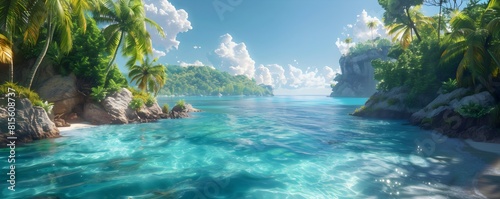 Tropical island , Vivid Ocean, Happy Natural , Blue and Green Sea, Ocean life, 