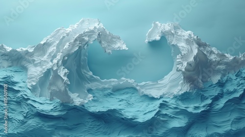 The image is a depiction of a rough sea