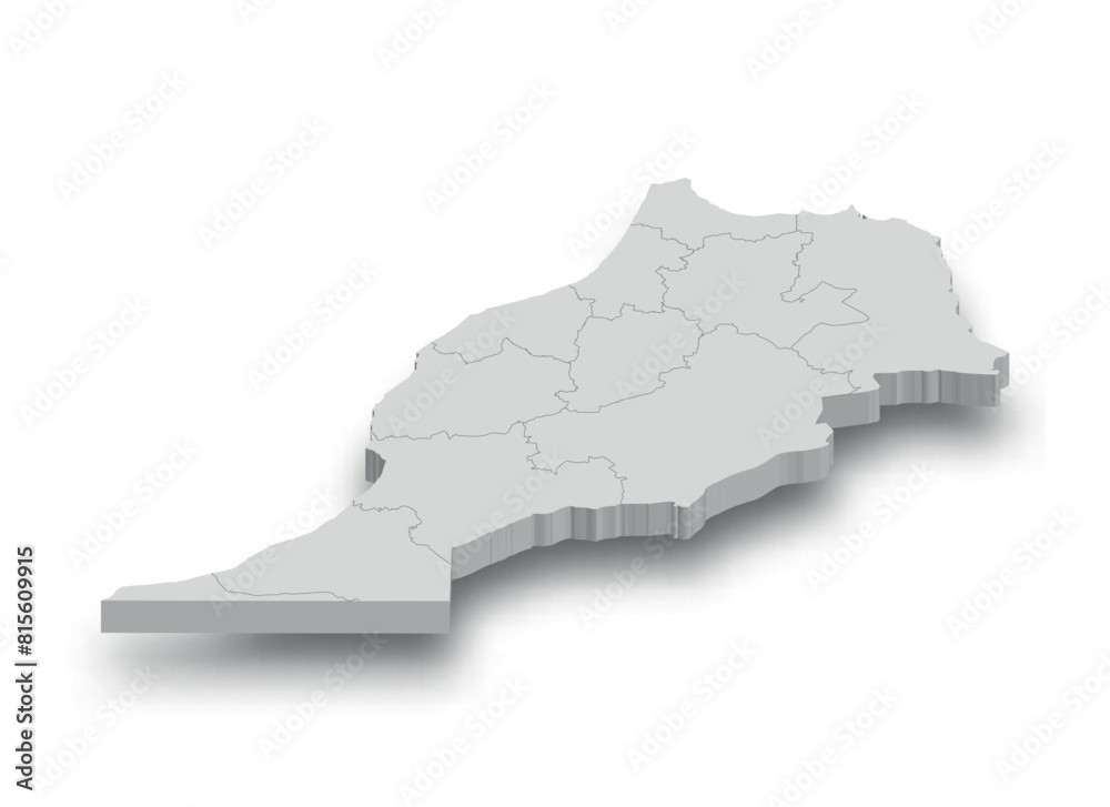 Fototapeta premium 3d Morocco white map with regions isolated