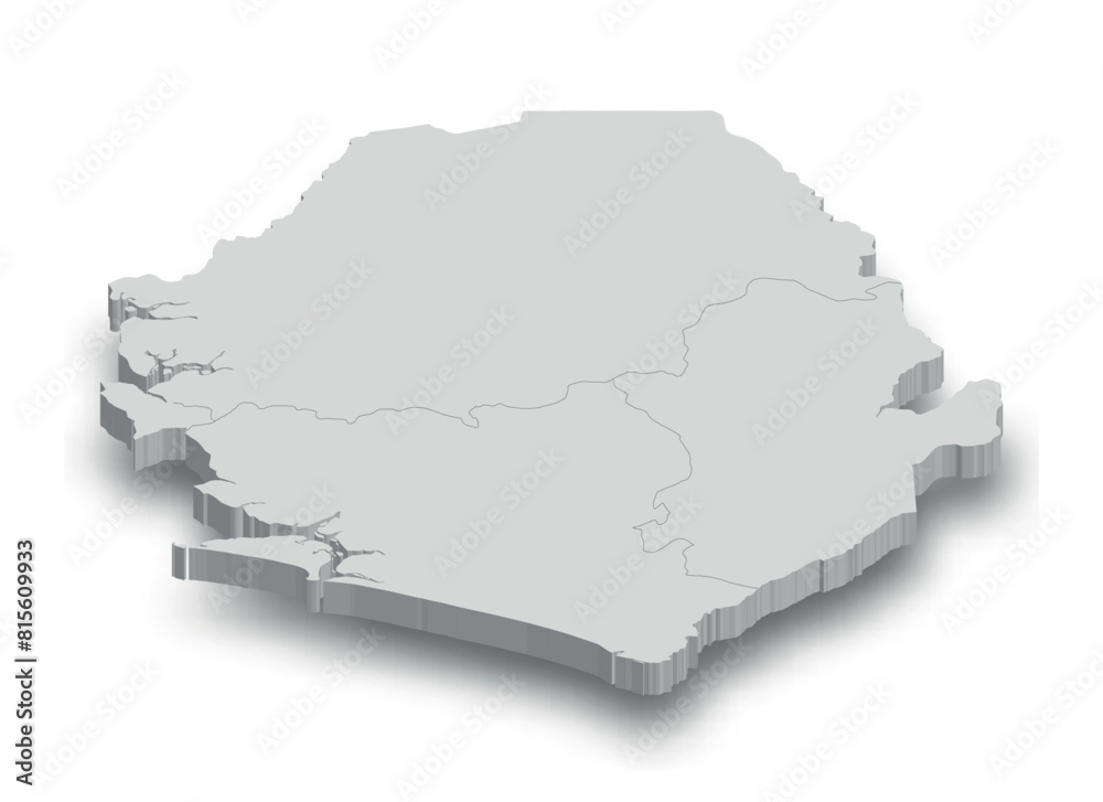 Fototapeta premium 3d Sierra Leone white map with regions isolated