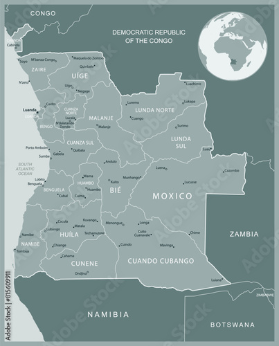Angola - detailed map with administrative divisions country. Vector illustration