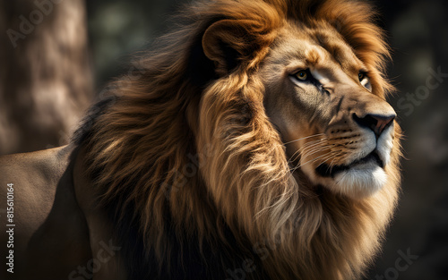 Roaring lion. Powerful and fierce