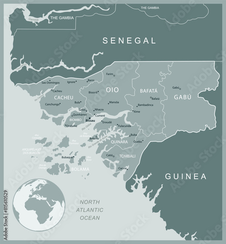 Guinea-Bissau - detailed map with administrative divisions country. Vector illustration