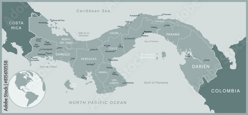 Panama - detailed map with administrative divisions country. Vector illustration