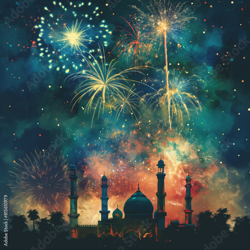 fireworks shab be barat in massjid photo