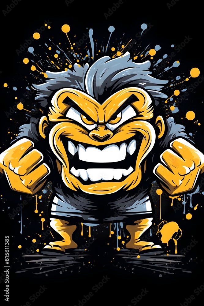 Powerful Flexed Biceps Emoji Character in Bold Graphic T Shirt Design ...