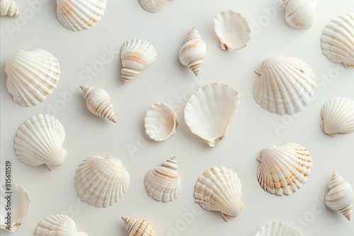 A collection of beautiful natural sea shells © ink drop