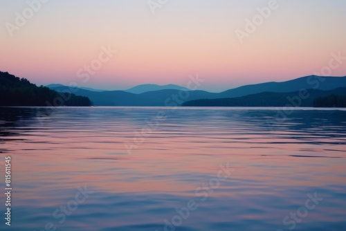 Pastel Sunset Over Mountain Lake © ZeeZaa
