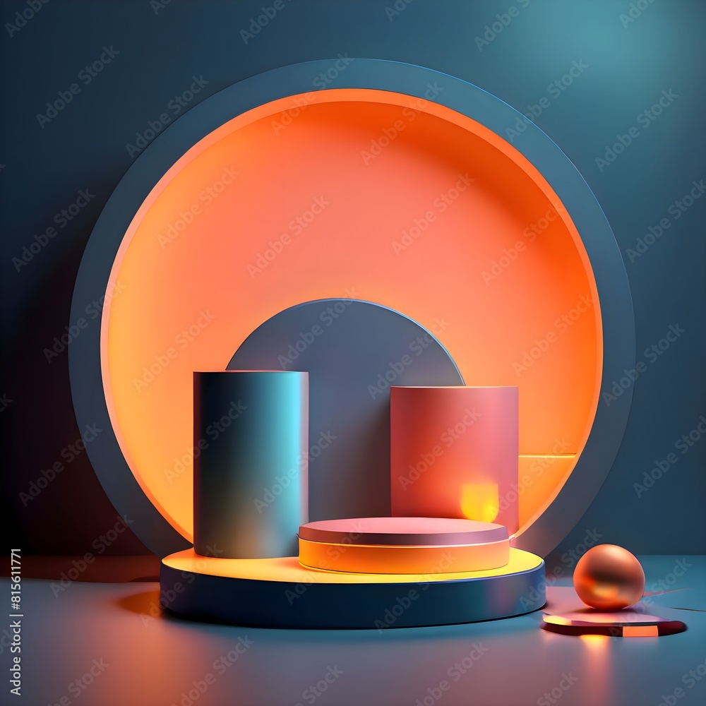 3d render of podium for product mockup in metallic gray color 3d render of podium for product mockup in metallic gray color