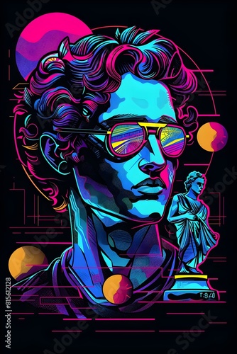 Pygmalion Sculptor s Passionate Creation Depicted in Vivid 80s Synthwave Artwork photo