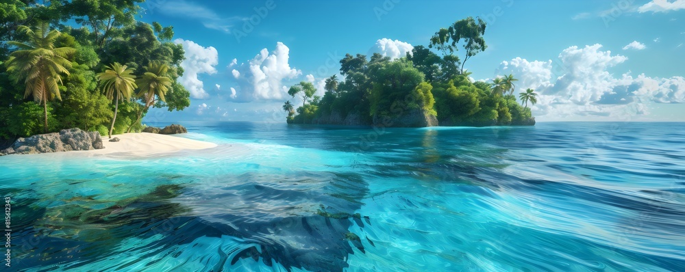 Obraz premium Tropical island , Vivid Ocean, Happy Natural , Blue and Green Sea, Ocean life,