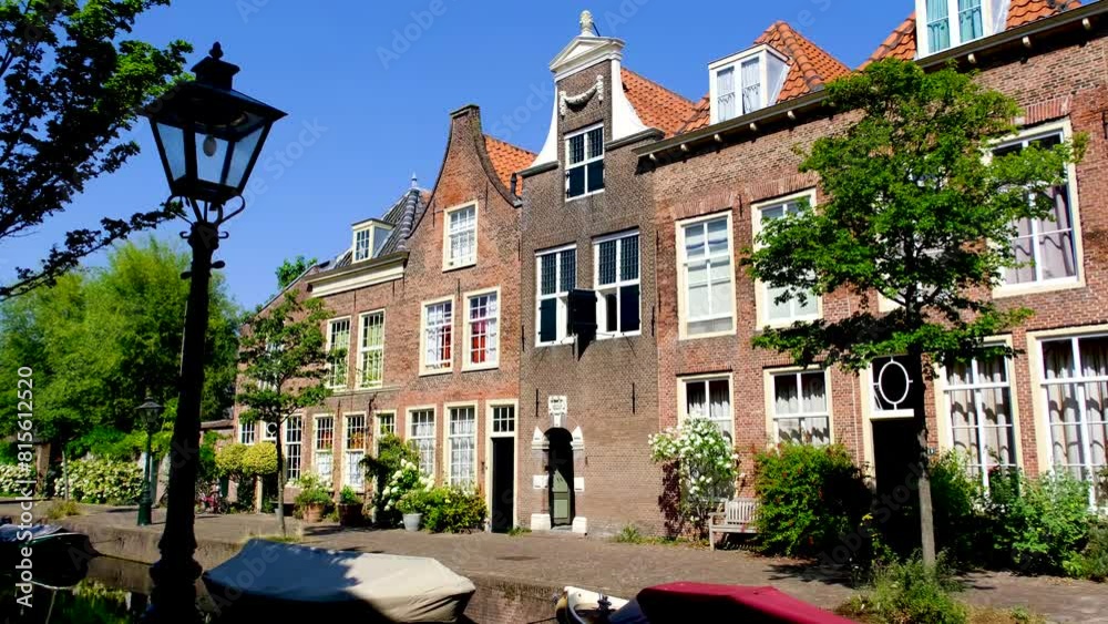 Waterfront houses in Leiden, Netherlands.