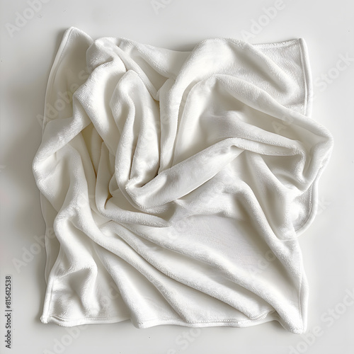 White fleece blanket isolated on white background. Clean and cozy Wavy texture fleece blanket mockup