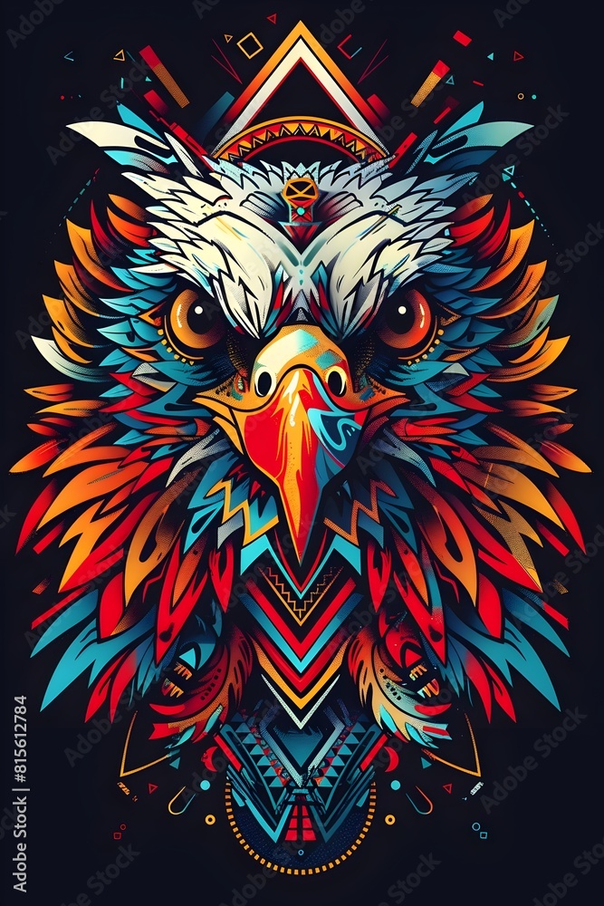 Regal Eagle Embellished with Aztec Glyphs and Geometric Patterns Symbolizing Freedom and Vision Regal Eagle Embellished with Aztec Glyphs and Geometric Patterns Symbolizing Freedom and Vision
