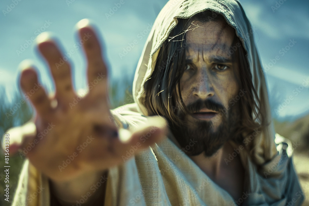 Generated with AI image of Jesus Christ preaching guidance through faith the light of hope Generated with AI image of Jesus Christ preaching guidance through faith the light of hope