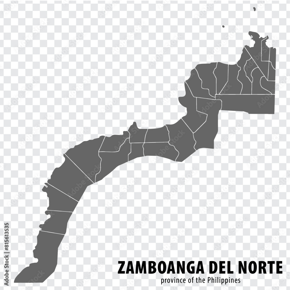Blank map Zamboanga del Norte of Philippines. High quality map Province
