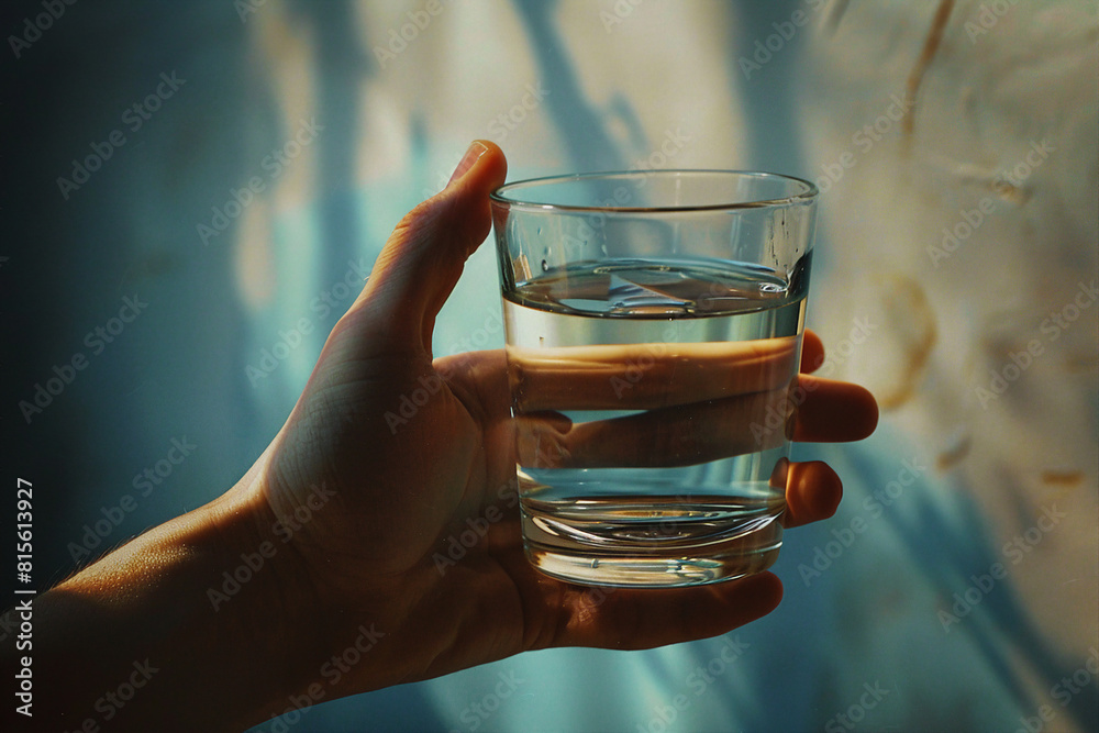 Close up image of woman hold glass fresh water made by generative ai technology Close up image of woman hold glass fresh water made by generative ai technology