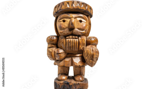 Classic Carved Wood Nutcracker  Embracing the Walnut Essence  Solitary on White Canvas