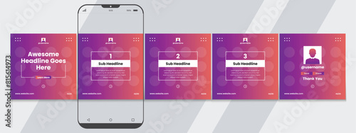 Set of LinkedIn carousel post, social media Instagram carousel post, modern and editable business carousel template design