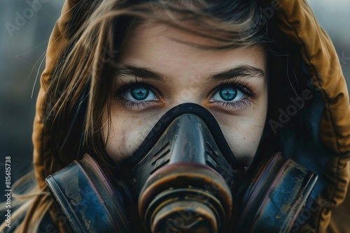 Porträt einer junge Frau mit Atemschutzmaske  photo