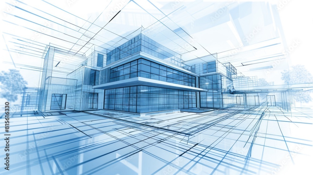 Construction Drawing: Blueprint Plan for Modern Residential Building Architecture Design Construction Drawing: Blueprint Plan for Modern Residential Building Architecture Design