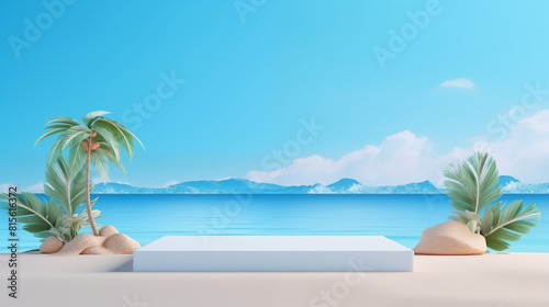 podium for an ad  summer beach podium 