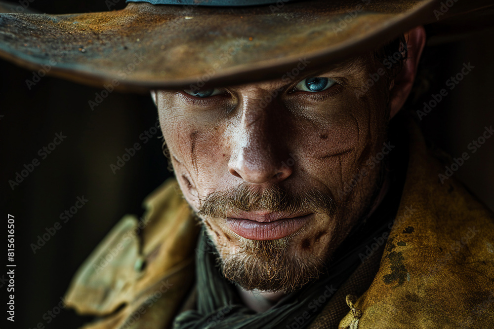 Generative AI picture Portrait of wild west retro movie western city town with cowboys and cowgirls and horses Generative AI picture Portrait of wild west retro movie western city town with cowboys and cowgirls and horses