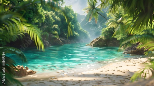 Tropical island , Vivid Ocean, Happy Natural , Blue and Green Sea, Ocean life, 