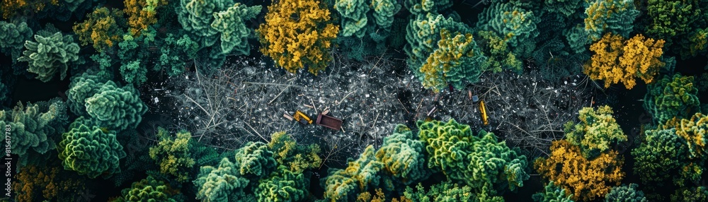 The photo shows a lush green forest with a few yellow trees. The trees are tall and straight, and the leaves are a deep green color. The photo shows a lush green forest with a few yellow trees. The trees are tall and straight, and the leaves are a deep green color.