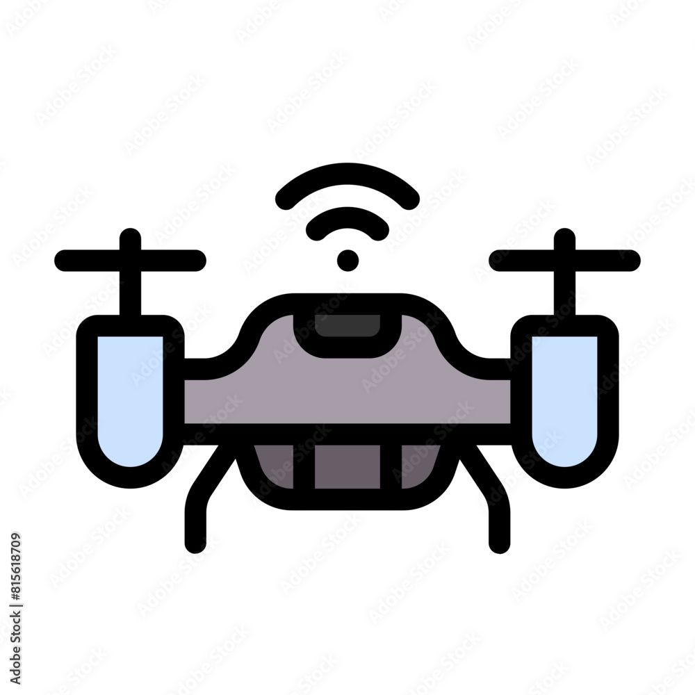 Drone Icon With Line Flat Color Style Drone Icon With Line Flat Color Style