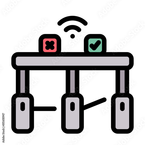 Toll Icon With Line Flat Color Style