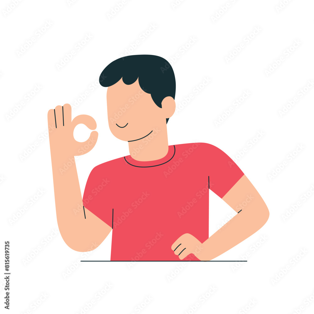 Ok gesture, agree to something and express agreement, Body language agrees concept illustration Ok gesture, agree to something and express agreement, Body language agrees concept illustration