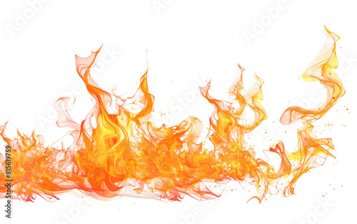 Radiant Inferno, Luminous Flames, Isolated Flames on a Bright White Canvas