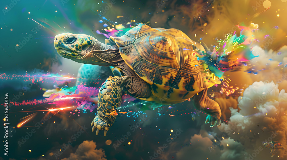 A tortoise on rollerskates