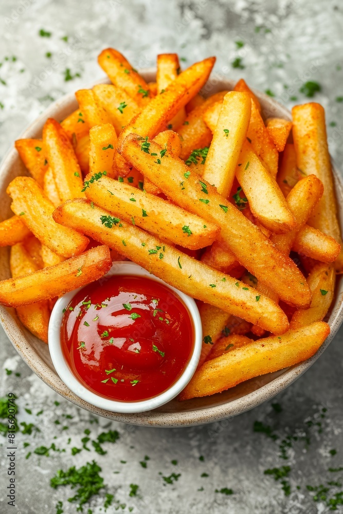 Tasty french fries and ketchup, delicious food. Tasty french fries and ketchup, delicious food.