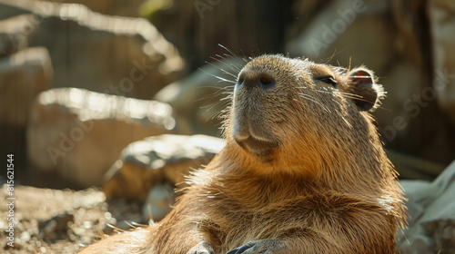 Naklejka capybara close up on backgrounds nature