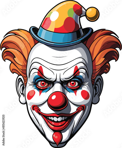 Vector illustration of a creepy clown face