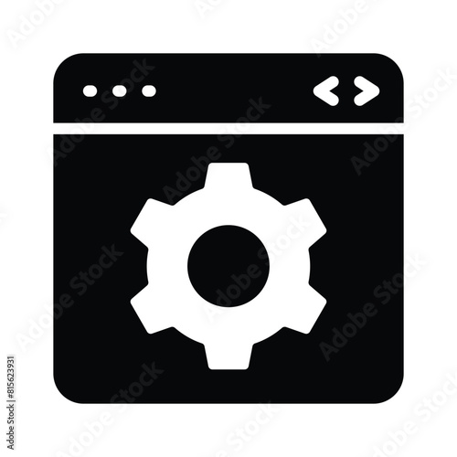 Gear inside webpage showing concept icon of website settings
