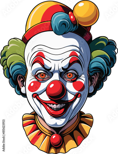 Vector illustration of a creepy clown face