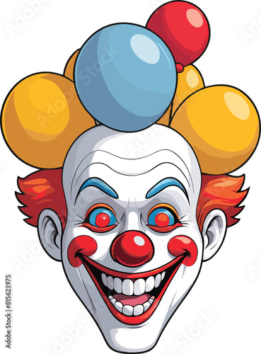 Vector illustration of a creepy clown face