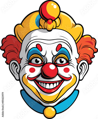 Vector illustration of a creepy clown face