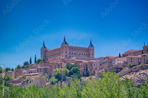 Spanish Traveling Ideas. Scenic Panoramic View of Alcazar of Toledo City in Spain as UNESCO World Heritage photo