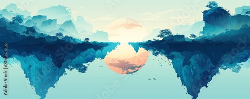 A parallel dimension where gravity behaves differently, resulting in floating islands and upside-down landscapes.   illustration. photo