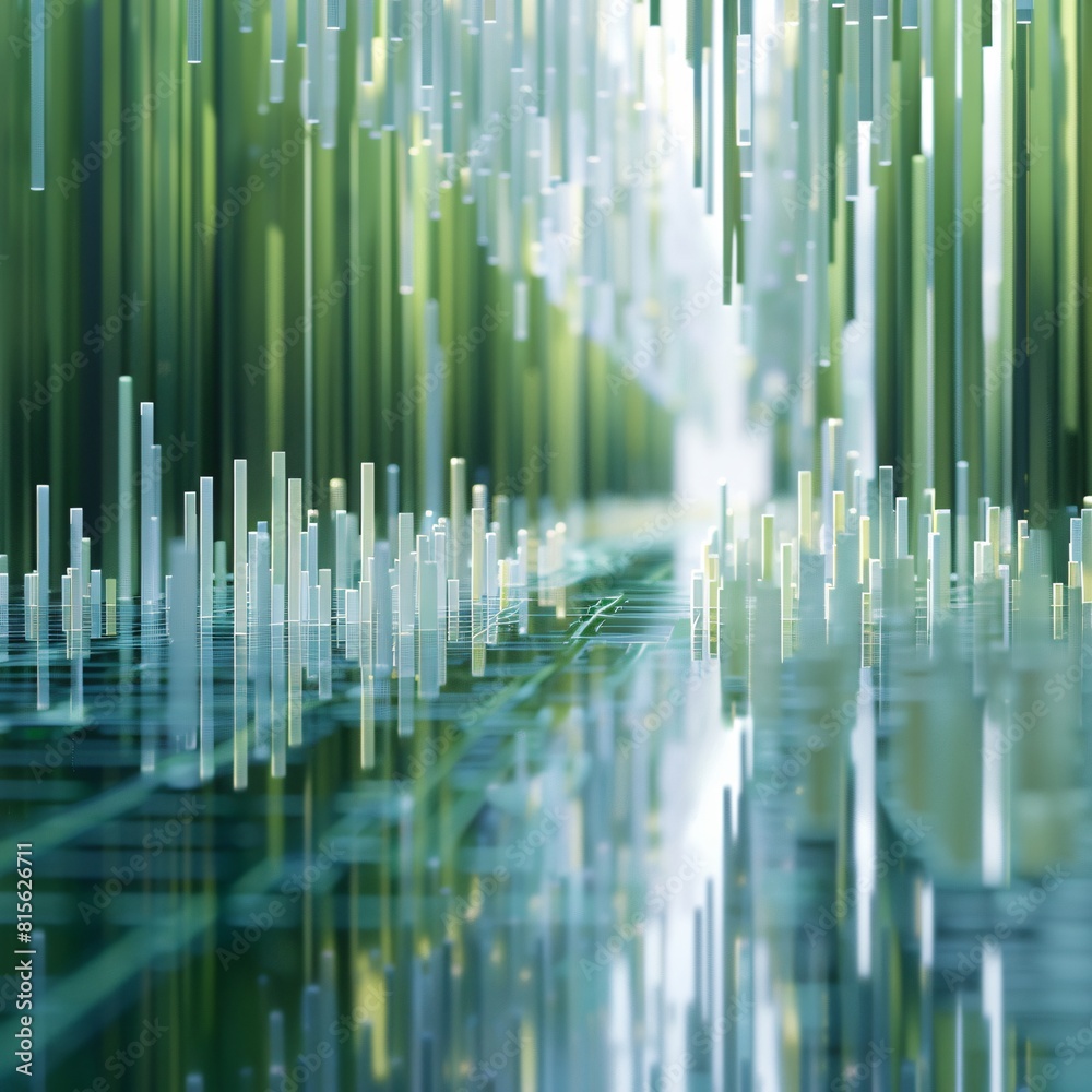 3D rendering. Green and white glossy columns. Futuristic background. 3D rendering. Green and white glossy columns. Futuristic background.
