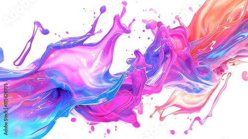 A vibrant splash of neon colors blending together seamlessly, creating an abstract, fluid design on a white background.