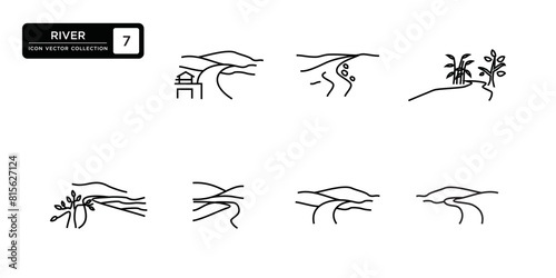 River icons collection, vector icon templates editable and resizable.
